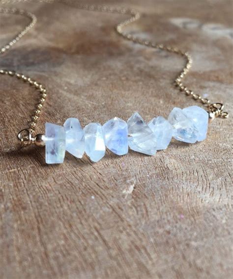 Moonstone Necklace Moonstone Jewelry Raw Crystal Necklace - Etsy