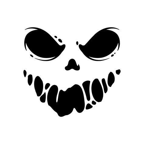 Scary Ghost Horror Face Silhouette Vector For Carving On Halloween ...