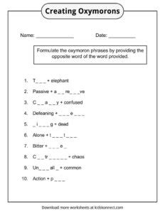 Oxymoron Examples, Definitions and Worksheets | KidsKonnect