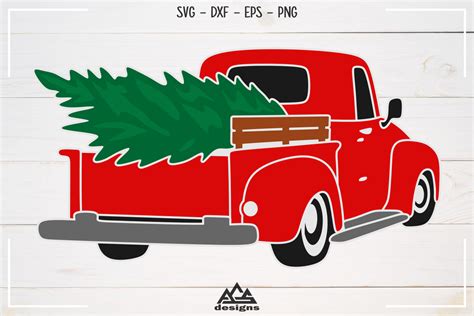 Vintage Christmas Red Truck Packs Svg Design By AgsDesign | TheHungryJPEG