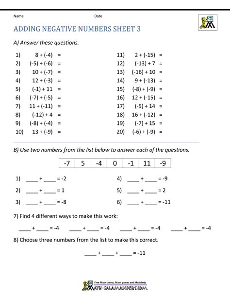 Adding Positive and Negative Numbers