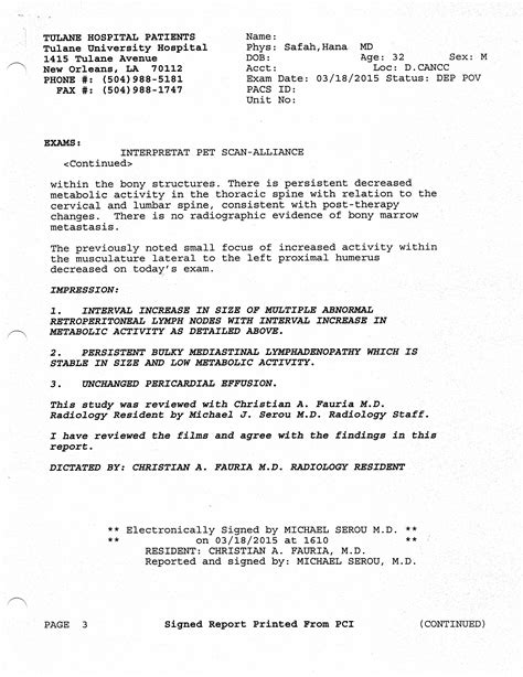 03/19/2015: PET/CT Scan Results from Scan #10 – Transplant #2 Prep ...