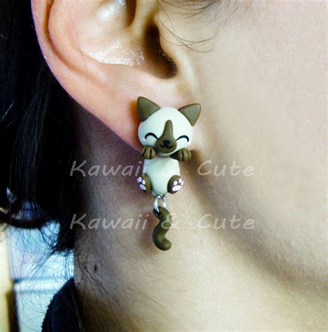 Earrings Siamese Cat Clinging Ears