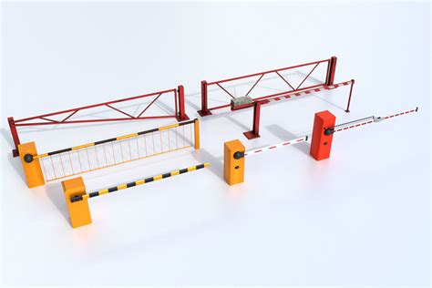 Boom Barrier Gates Urban Equipment Set 3D asset | CGTrader