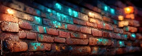 Abstract neon brick wall illustration Stock Illustration | Adobe Stock