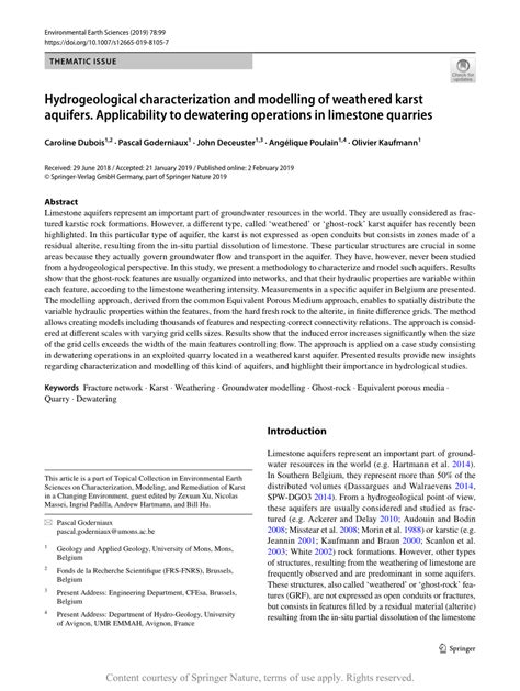 Hydrogeological characterization and modelling of weathered karst ...