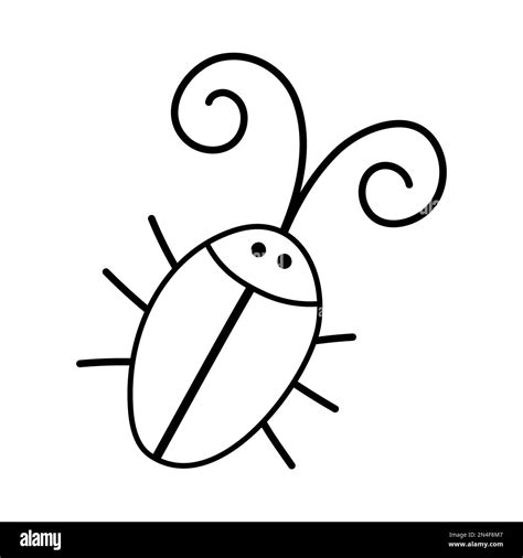 Vector black and white beetle icon. Outline woodland, forest or garden ...