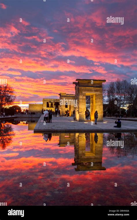 Sunset in Debod Temple, Madrid, Spain Stock Photo - Alamy