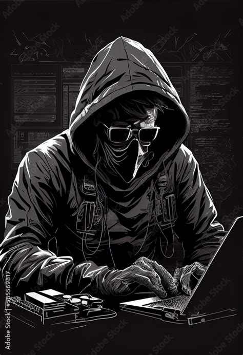 Portrait of a sci-fi cyberpunk hacker. High-tech futuristic man from ...