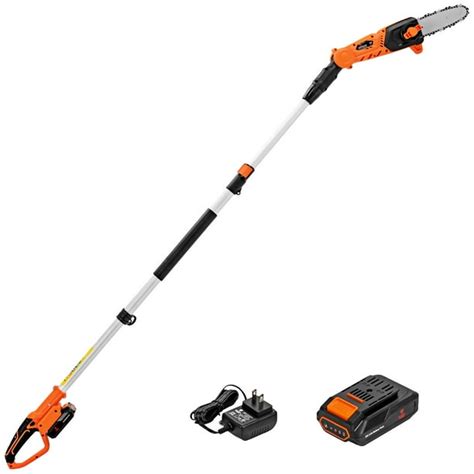 Costway Cordless 20V 9-feet Pole Saw/Chainsaw w/Auto-Tension, Battery ...