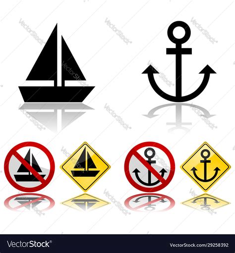 Boat and anchor signs Royalty Free Vector Image