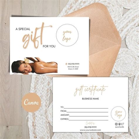 Gift Certificate Template Spa Gift Card Template Gift - Etsy Canada in ...