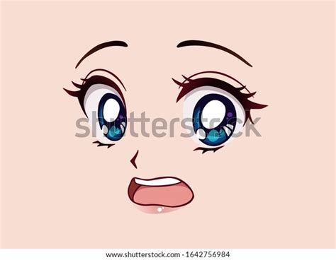 Scared Anime Face Manga Style Big Stock Vector (Royalty Free ...