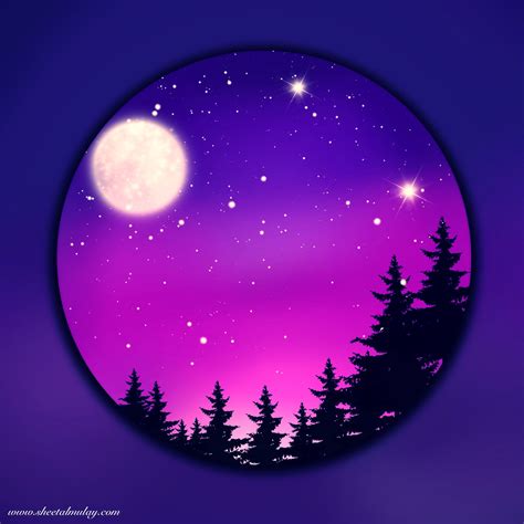 Full Moon Night illustration using Procreate | Sunset canvas painting ...