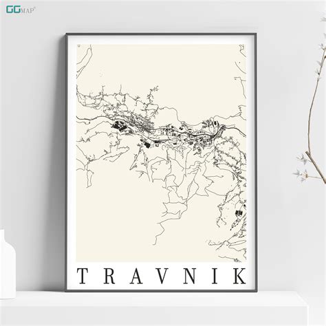 City Map of TRAVNIK Home Decor Wall Decor Office Map Travel Map Print ...