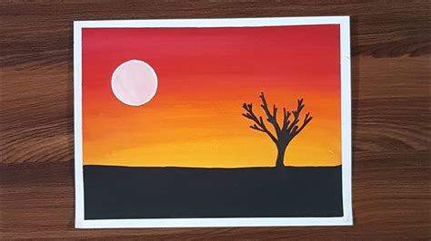 SUNSET Scenery | Easy drawing for beginners using Poster Colors ...