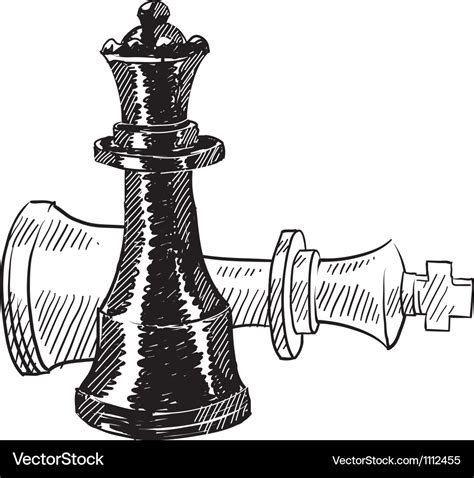 Doodle chess checkmate king queen Royalty Free Vector Image