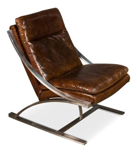 Vintage Cigar Leather Chair Mid-Century Modern Brushed Steel | Martelle ...