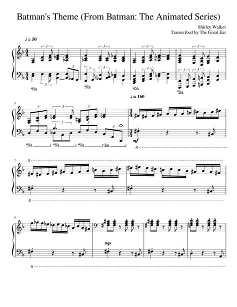 Batman's Theme (From Batman: The Animated Series) sheet music for Piano ...