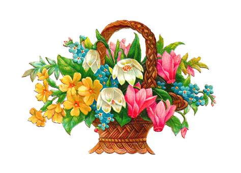 Antique Images: Free Flower Basket Clip Art: 2 Wicket Baskets Full of ...