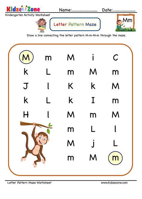 Letter M Maze Worksheet - KidzeZone