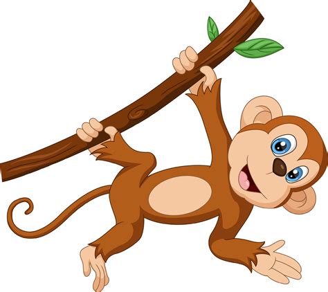 Cute little monkey cartoon on tree branch 9780776 Vector Art at Vecteezy