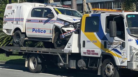 Police car, light pole damaged in two-car Mackay CBD crash | The ...