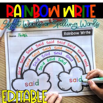 EDITABLE Rainbow Writing | Sight Words or Spelling Words Activity • The ...