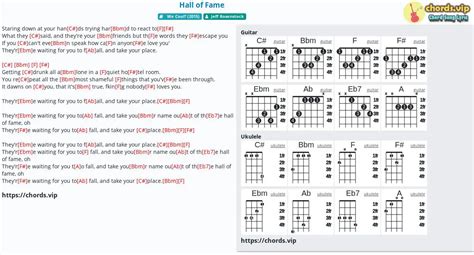 Chord: Hall of Fame - tab, song lyric, sheet, guitar, ukulele | chords.vip