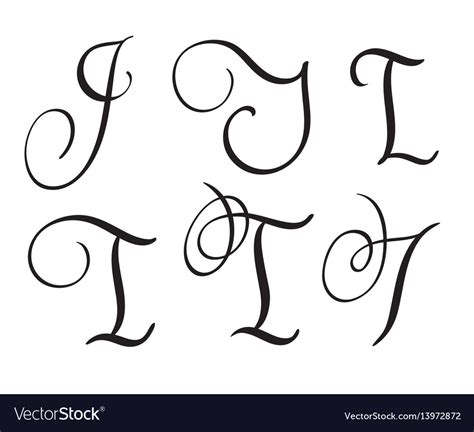 Set of art calligraphy letter i with flourish Vector Image