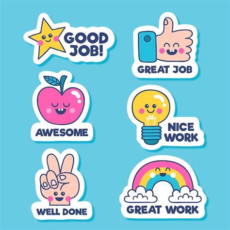 Free Vector | Hand drawn good job stickers pack