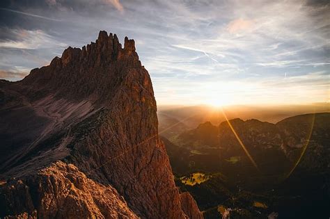 The sun, rays, light, sunset, mountains, the evening, Alps, HD ...