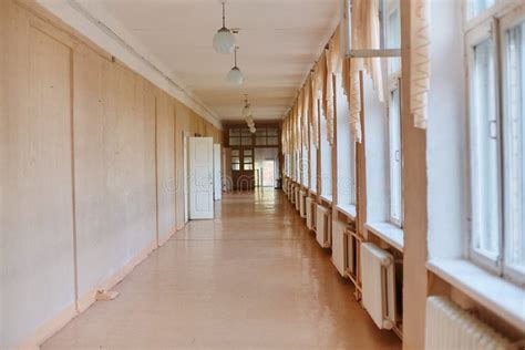 School, Education and Learning Concept - Empty School Corridor Stock ...