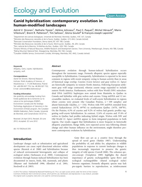 (PDF) Canid hybridization: Contemporary evolution in human-modified ...