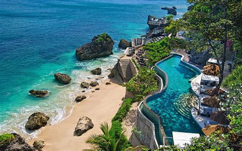 HD wallpaper: Indonesia, Bali, coast, beach, stones, pools | Wallpaper ...