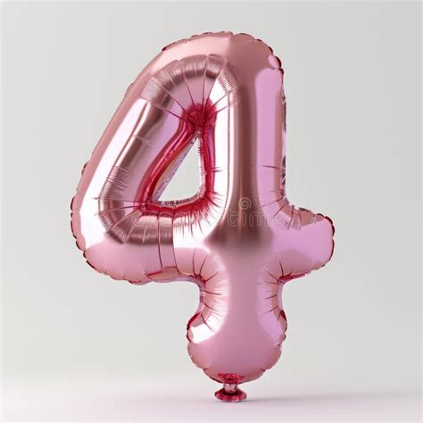 A Pink Balloon Shaped Like the Number Four Stock Photo - Image of ...