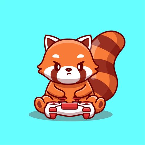 Cute Red Panda Gaming Cartoon Vector Icon Illustration. Animal ...