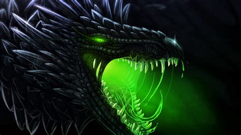 Fantasy Black Dragon Closeup Photo With Mouth Open HD Dreamy Wallpapers ...