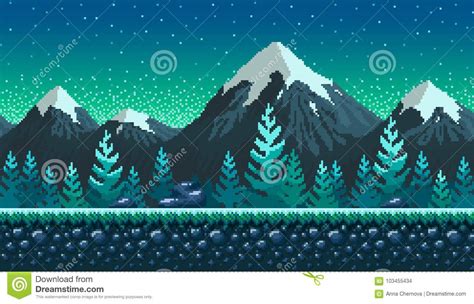 Pixel Art Seamless Background. Stock Vector - Illustration of ...