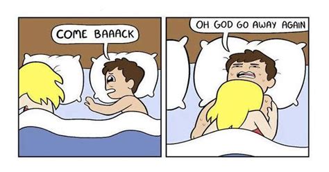 The 6 Stages Of Sharing a Bed With Your Partner | Comics, Funny memes ...