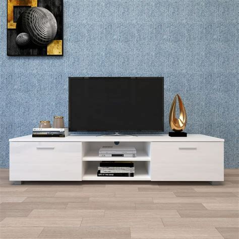 White TV Stand for 65 70 Inch Flat TV, Media Console Entertainment ...