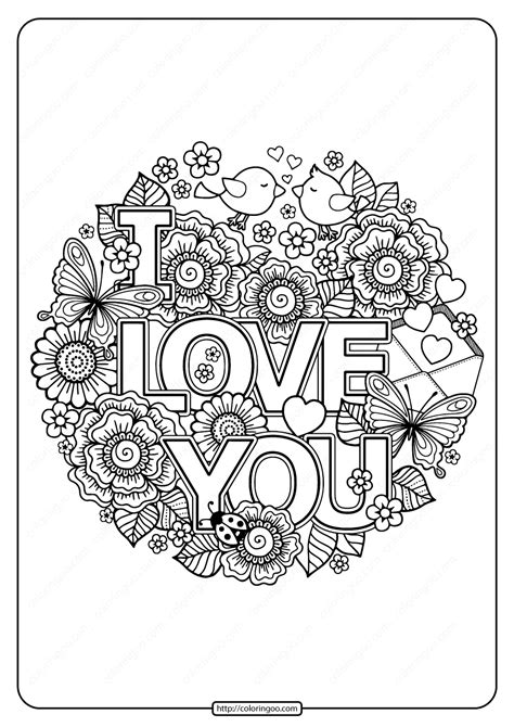 Printable I Love You Pdf Coloring Page