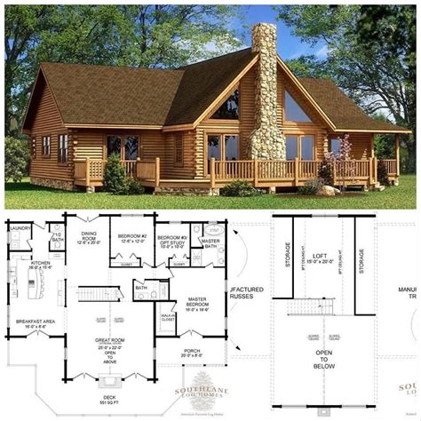 No hay texto alternativo automático disponible. Log Cabin House Plans ...