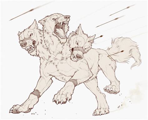 Cerberus Digital Sketch http://ift.tt/2cvSm06 | Mythical creatures art ...