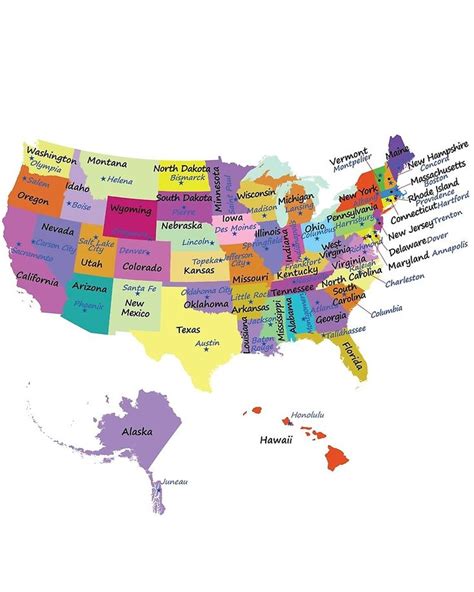 USA map with states and capital cities by mashmosh | Redbubble