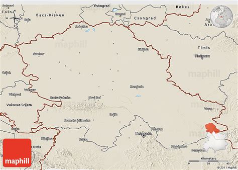 Shaded Relief 3D Map of Vojvodina