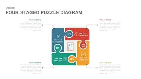 4 Staged PowerPoint Puzzle Diagram Template and Keynote Slide