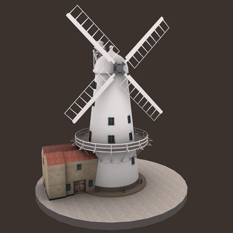 3D model Llancayo Windmill Usk VR / AR / low-poly MAX OBJ 3DS FBX MTL ...