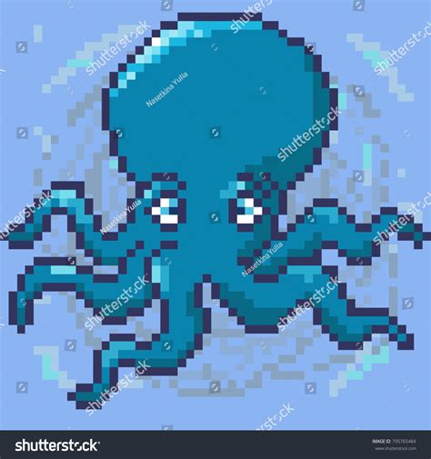 Cute Octopus Painted Pixel Art Style Stock Vector (Royalty Free ...