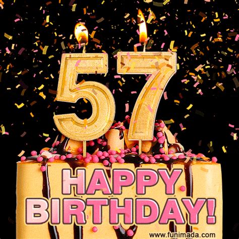 Happy 57th Birthday Cake GIF and Video with sound free download ...